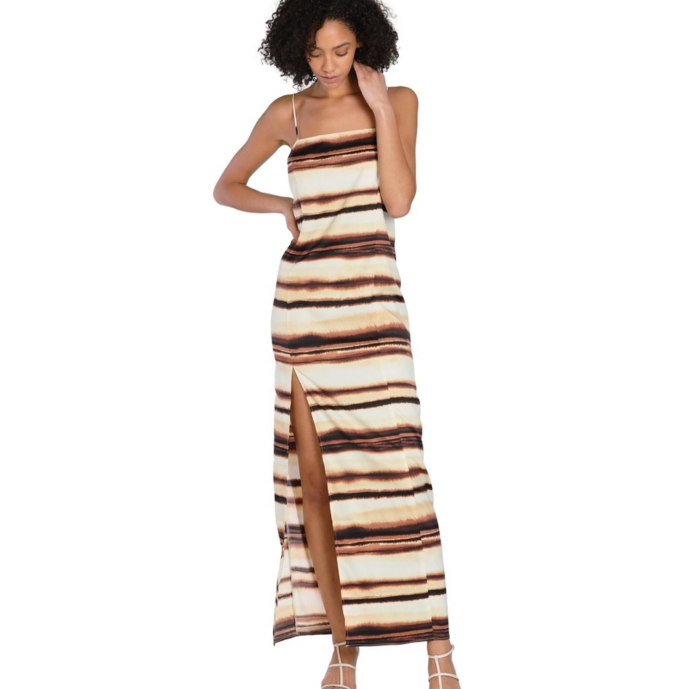 Bar III Striped Slit Maxi Dress